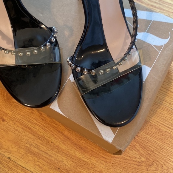 Zara  Woman vinyl and rhinestone sandal heels size 8/39 us.pvc and black - Picture 3 of 10